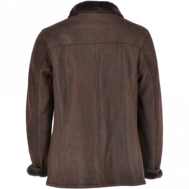 Brown Leather sheepskin jacket mens