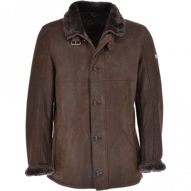 Brown Leather sheepskin jacket mens
