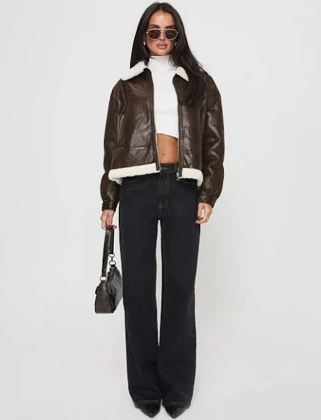 Brown Faux Shearling Jacket for Women