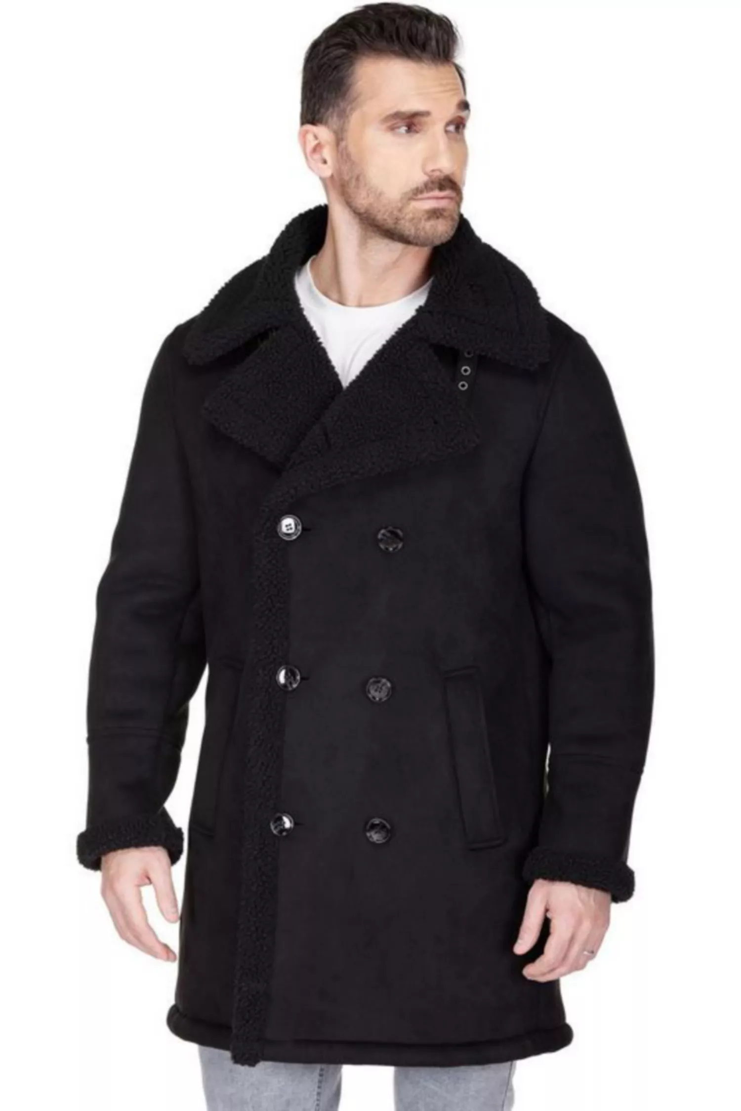 Faux Shearling Mens Coat