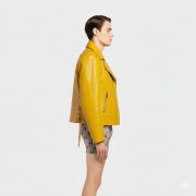 biker jacket with sheepskin collar