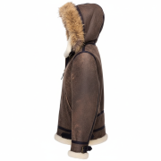 b 3 hooded sheepskin bomber jacket