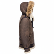 b 3 hooded sheepskin bomber jacket