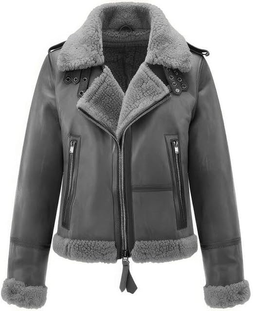 Grey Sheepskin Jacket Womens