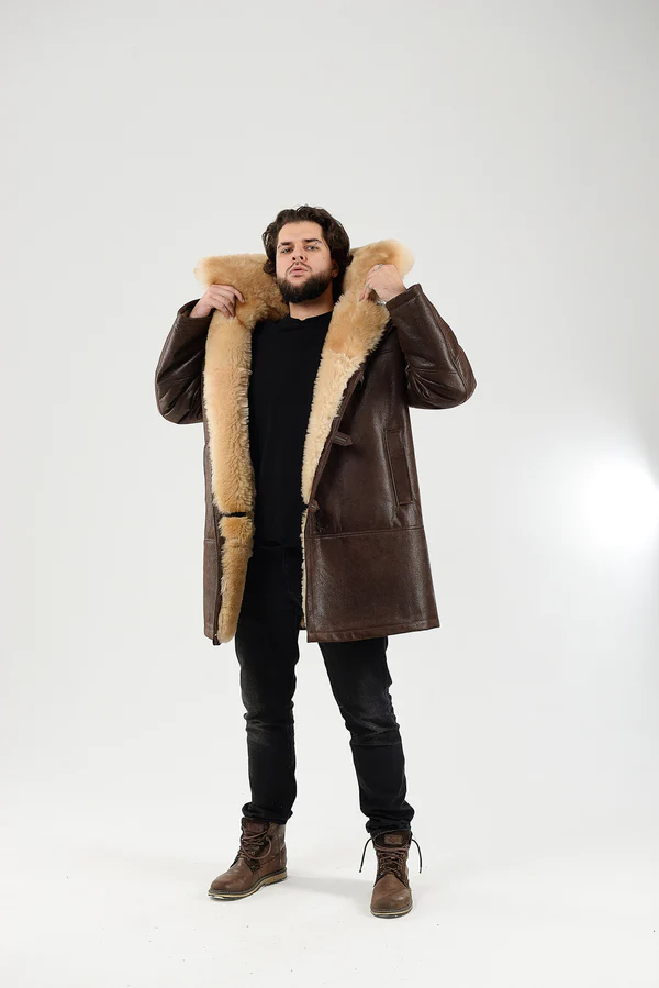 Long Mens Shearling Coat