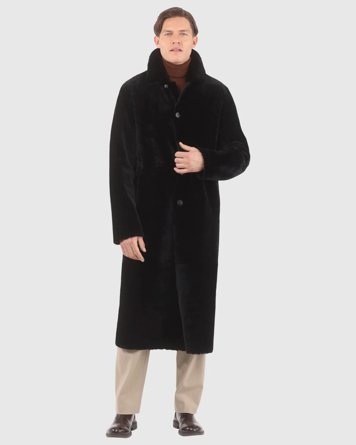 Mens Shearling Coat Long