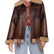 Shearling Jacket Women Brown