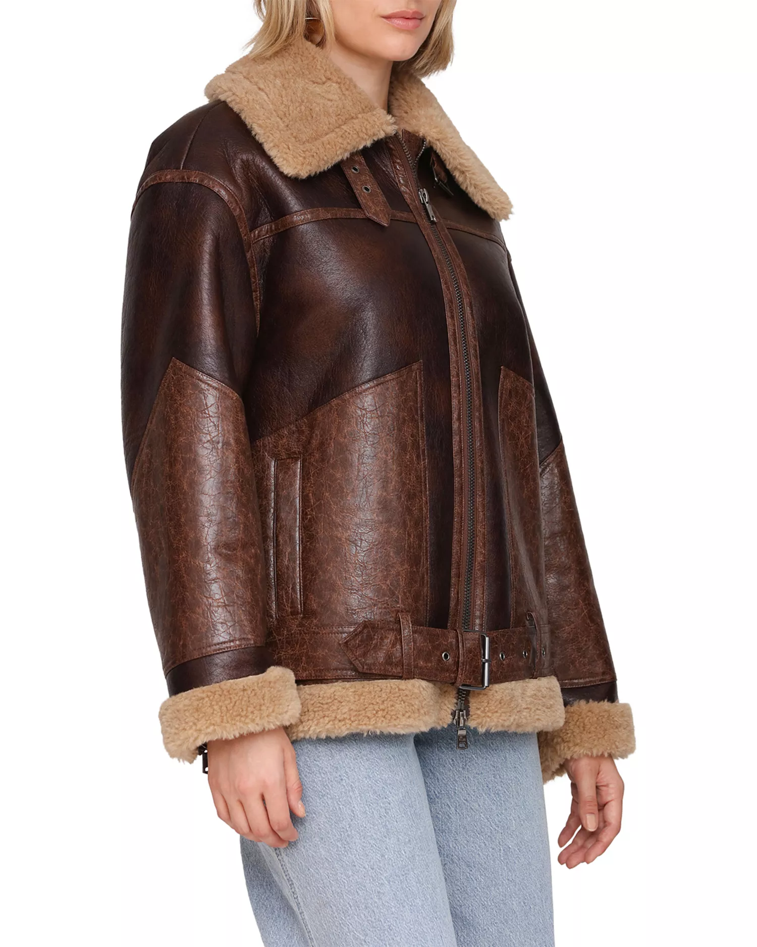 Shearling Jacket Women Brown
