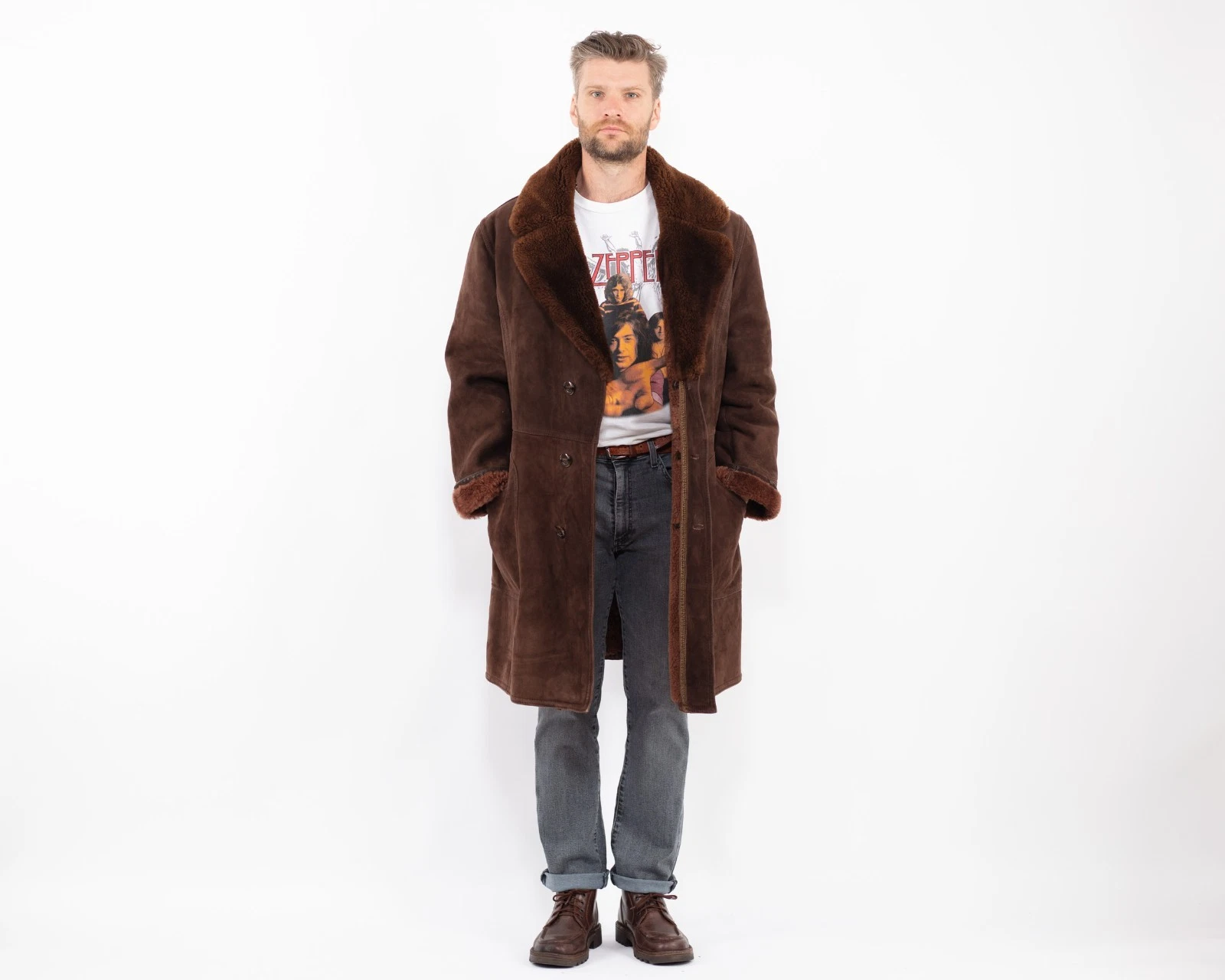 Vintage Brown Sheepskin Coat