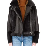 Women's Leather And Shearling Jacket