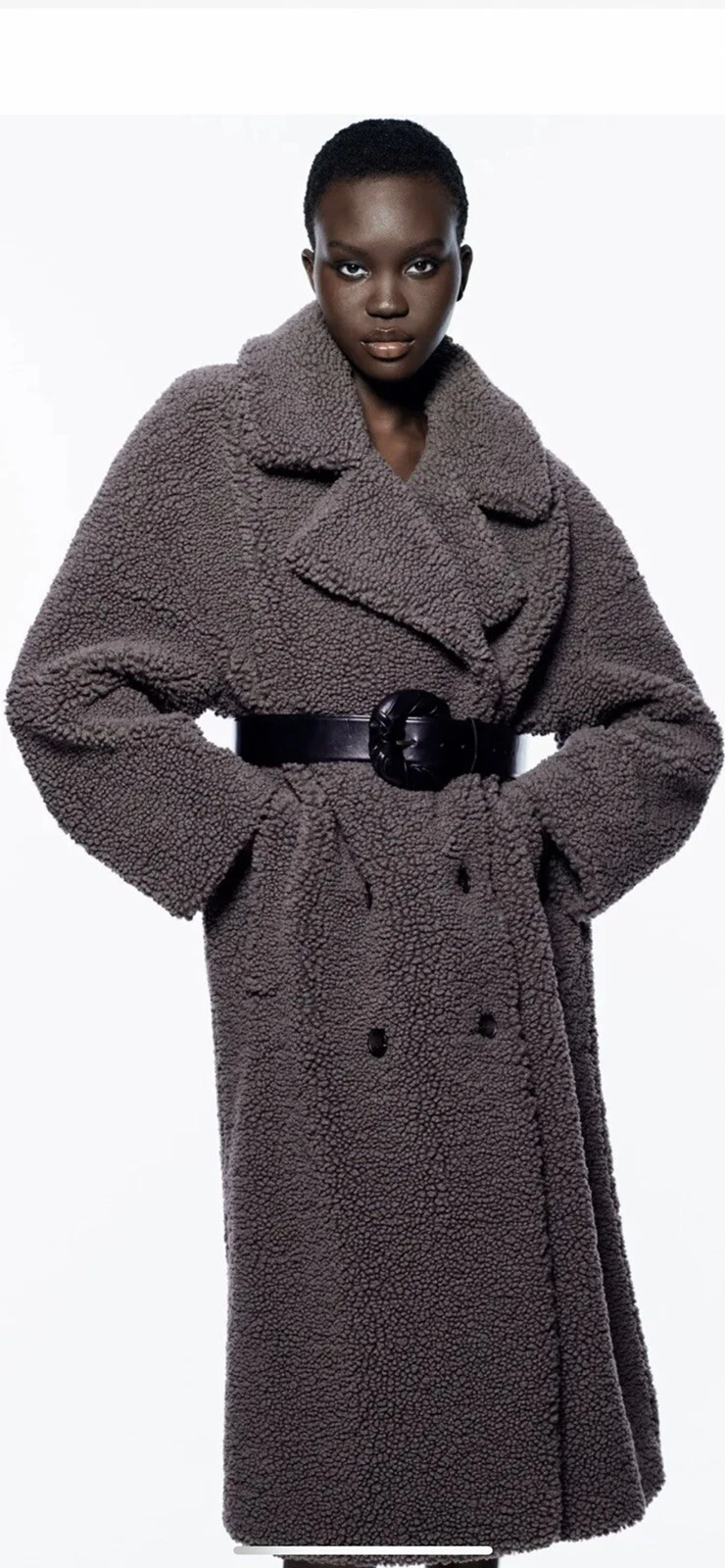 Zara Grey Sheepskin Coat