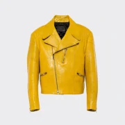 biker jacket with sheepskin collar