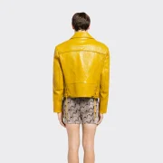 biker jacket with sheepskin collar