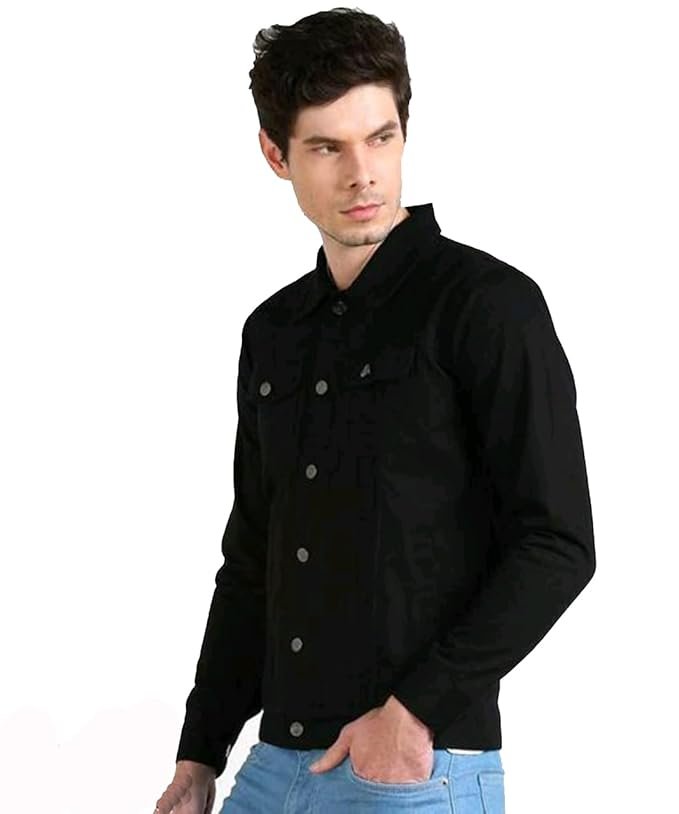 Black Denim Jacket With Sheepskin Lining