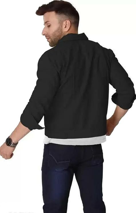 Black Denim Jacket With Sheepskin Lining