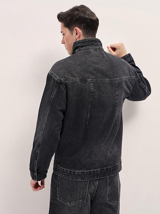 Black Denim Sheepskin Jacket