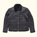 black leather sheepskin jacket mens