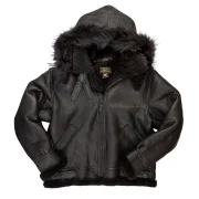 black sheepskin aviator jacket
