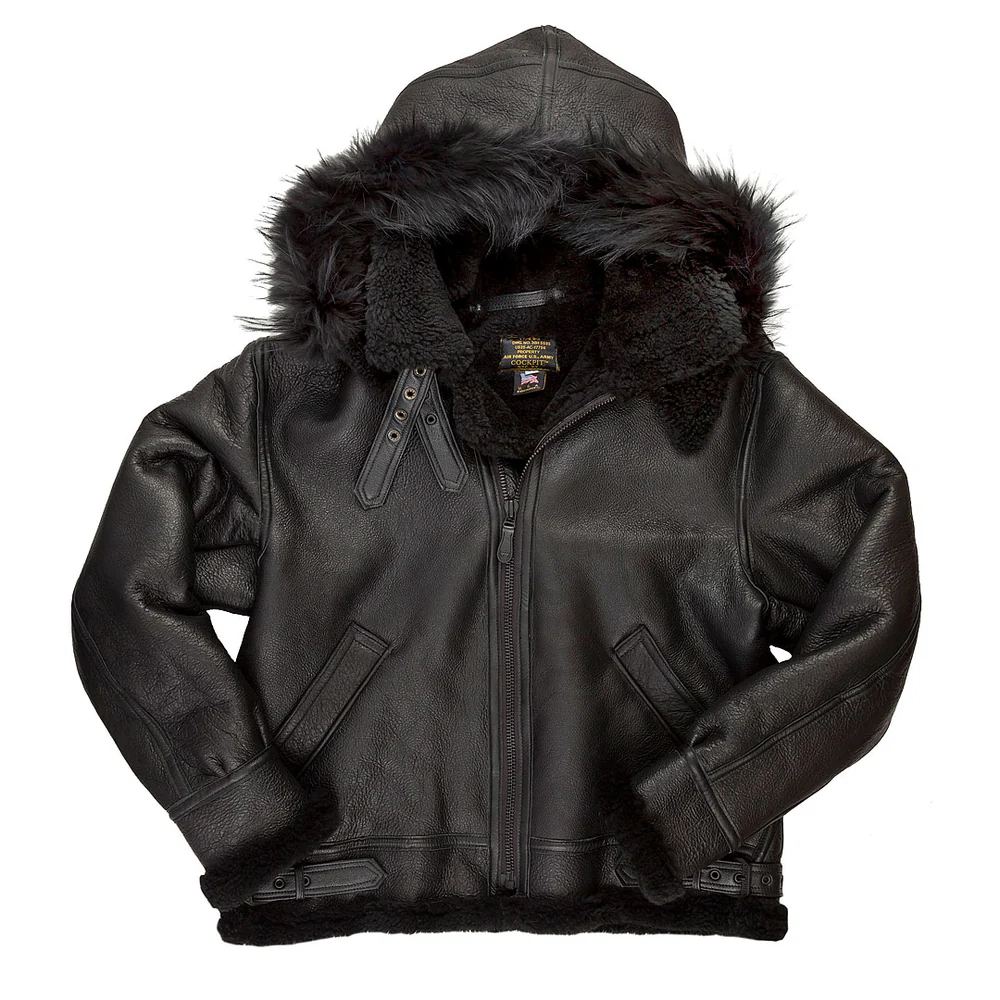 Black Sheepskin Aviator Jacket