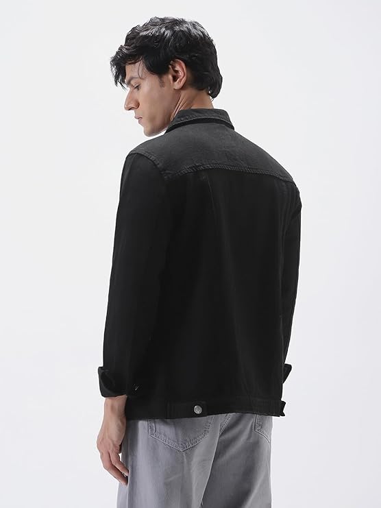 Black Sheepskin Denim Jacket