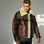 brown leather sheepskin jacket mens
