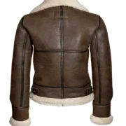 brown sheepskin bomber jacket