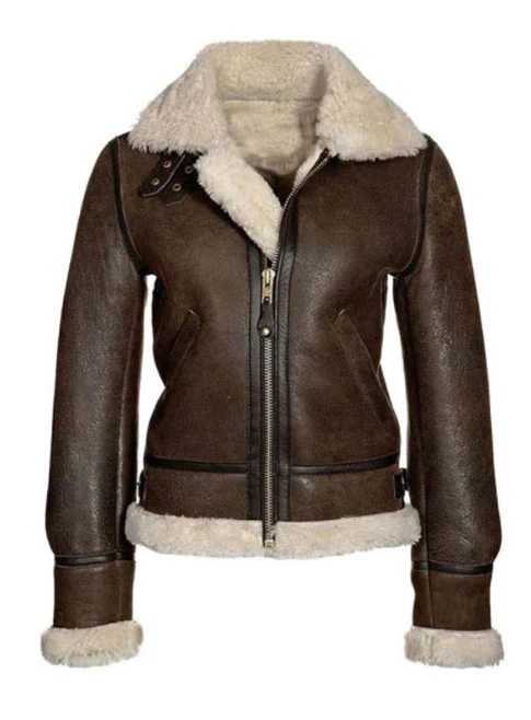 Brown Sheepskin Bomber Jacket