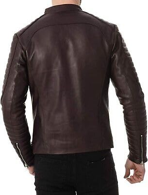 Brown Sheepskin Leather Bomber Jacket