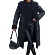 Black Faux Shearling Coat