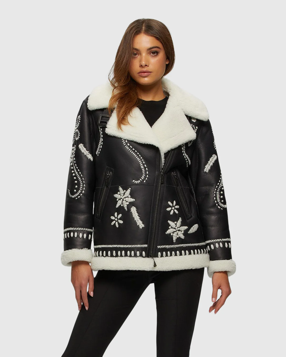 Embroidered Sheepskin Jacket