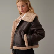 faux sheepskin aviator jacket