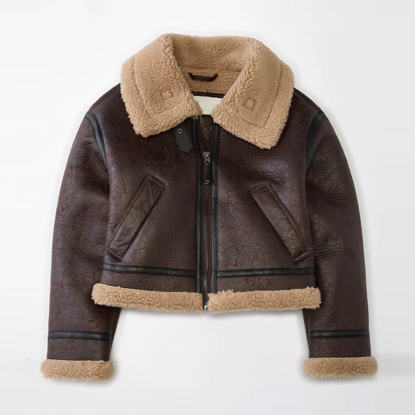 Faux Sheepskin Aviator Jacket