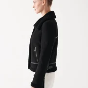 ladies black sheepskin jacket