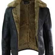 leather jacket sheepskin collar mens