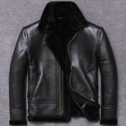 mens black sheepskin flying jacket