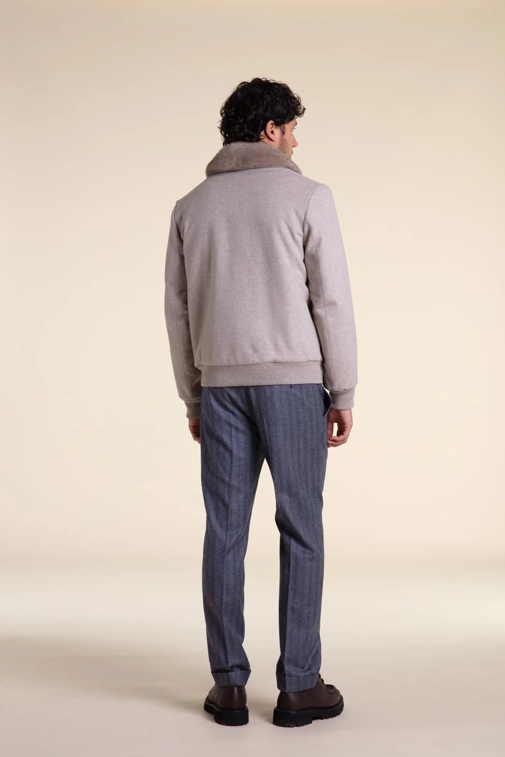 Mens Jacket With Sheepskin Collar