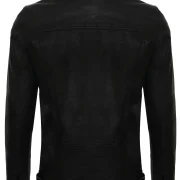 mens leather jacket sheepskin collar