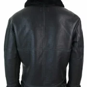 mens leather jacket with sheepskin collar