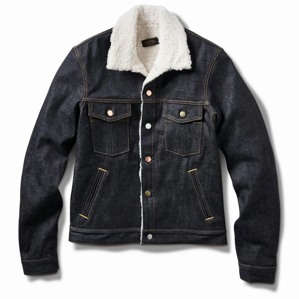 Mens Sheepskin Lined Denim Jacket