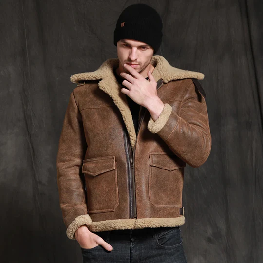 mens short sheepskin jacket
