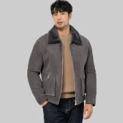 Mens Suede Jacket With Sheepskin