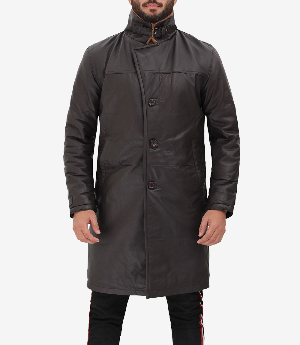 mens three quarter length sheepskin coat