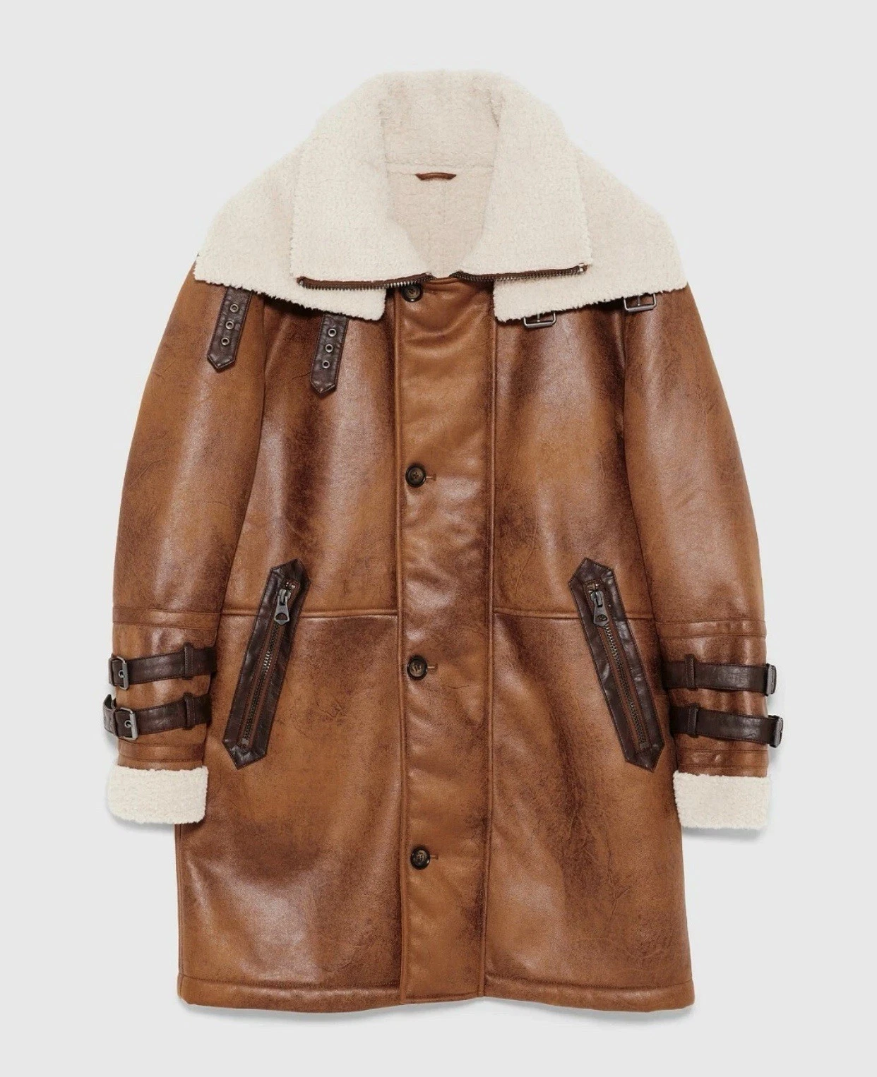 mens zara sheepskin coat
