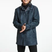 navy blue sheepskin coat