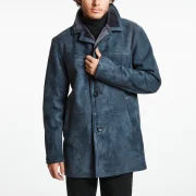 navy blue sheepskin coat