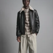 sheepskin collar leather jacket