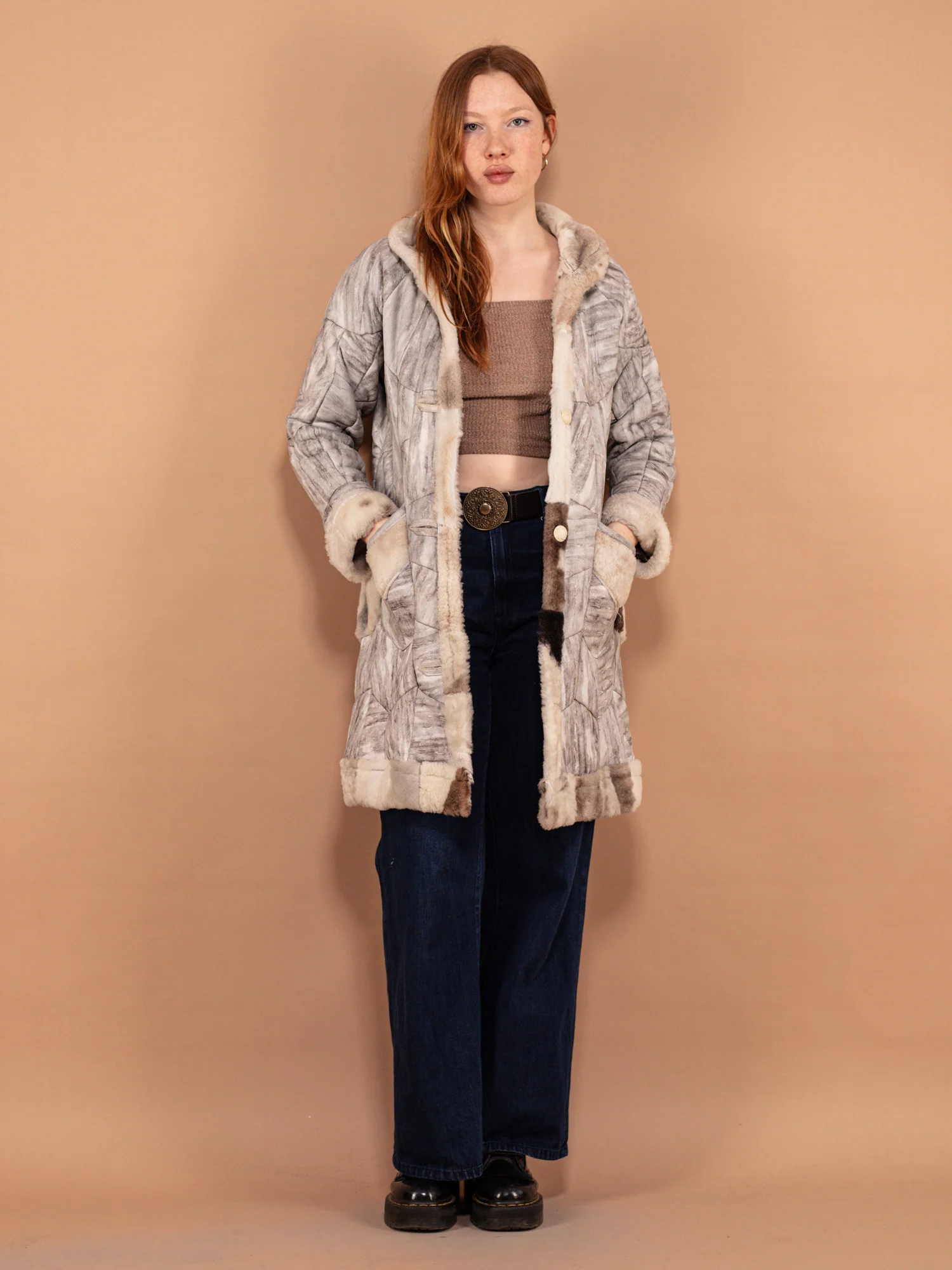 Women Patchwork Sheepskin Coat