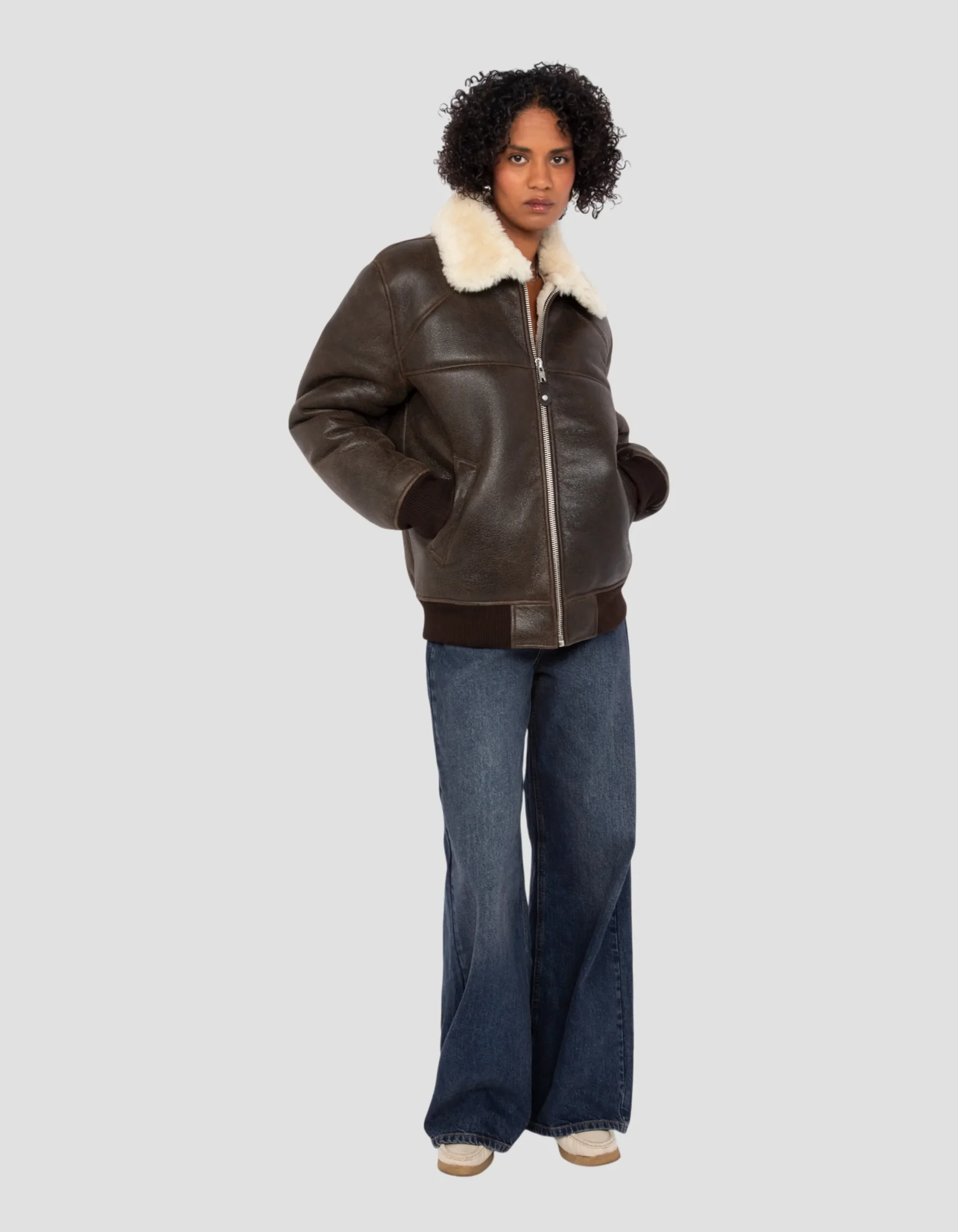 Womens Sheepskin Aviator Jacket