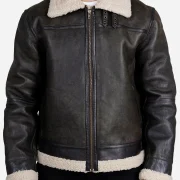 Brown Faux Sheepskin Bomber Jackets For Men
