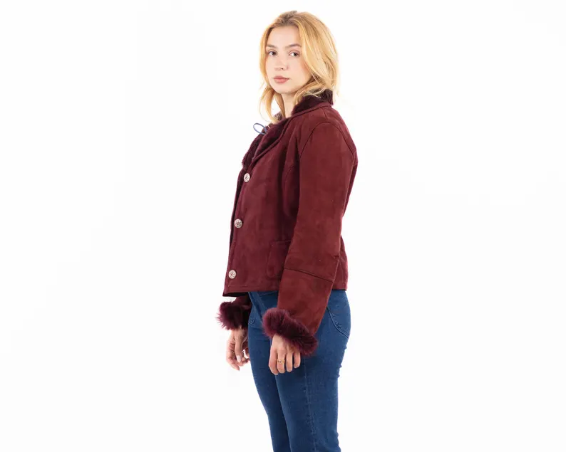 Burgundy Sheepskin Jacket
